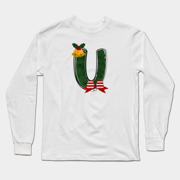 Letter U - Christmas Letter Long Sleeve T-Shirt by Pop Cult Store